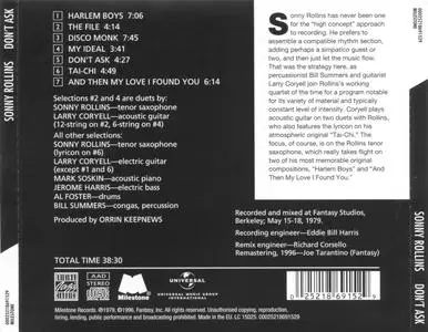 Sonny Rollins - Don't Ask (1979) {Milestone OJCCD-915-2 rel 1996}