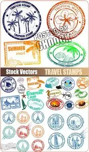 Travel stamps - Stock Vector