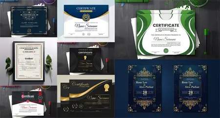 Elegant Achievement Certificates - PSD Templates Collection