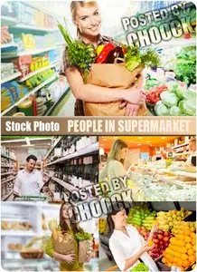 People in supermarket - Stock Photo