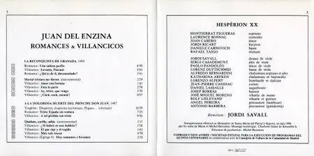 Jordi Savall & Hesperion XX - Juan Del Enzina - Romances & Villancicos (1991) {Astrée-Auvidis E 8707}