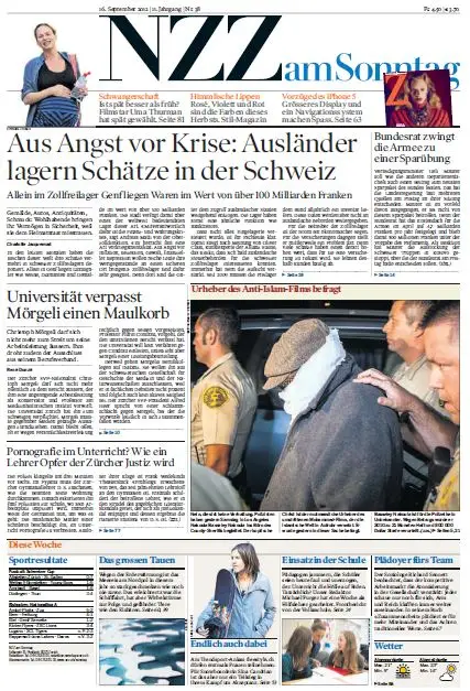 Neue Zürcher Zeitung am Sonntag, 16. September 2012