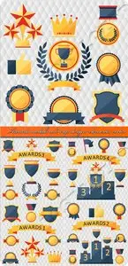 Awards medals and cup design elements vector