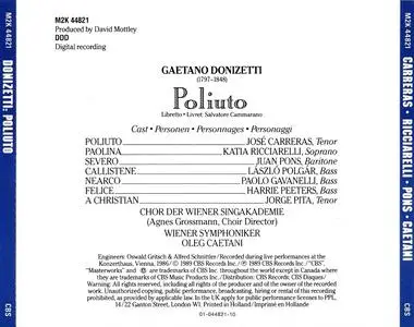 Oleg Caetani, Wiener Symphoniker, Katia Ricciarelli, José Carreras - Gaetano Donizetti: Poliuto (1989)