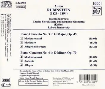 Joseph Banowetz, Robert Stankovsky, Czecho-Slovak State Philharmonic Orchestra - Rubinstein: Piano Concertos Nos. 3 & 4 (1991)