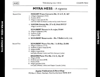 Myra Hess · A vignette · Works by Mozart, Haydn, Schubert and Brahms [2CD set] [Re-up]