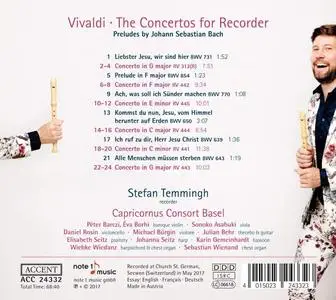 Stefan Temmingh, Capricornus Consort Basel - Antonio Vivaldi: The Concertos for Recorder; J.S. Bach: Preludes (2017)