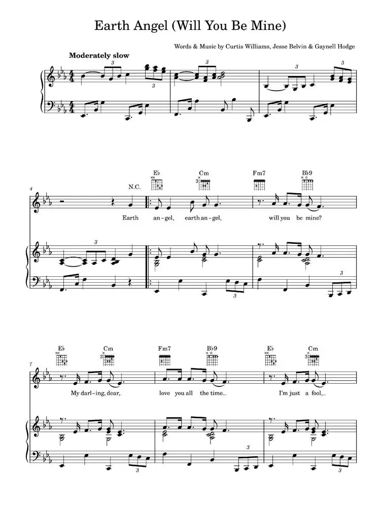 Earth angel - The Platters (Piano-Vocal-Guitar (Piano Accompaniment))