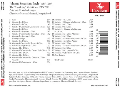 Charlotte Mattax Moersch - Johann Sebastian Bach: Goldberg Variations (2019)