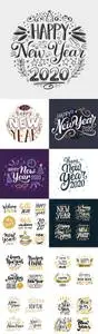 Happy New Year 2020 lettering Vector Pack