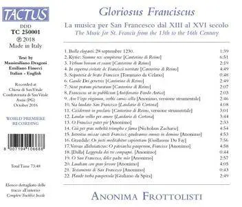 Anonima Frottolisti - Gloriosus Franciscus: The Music for St. Francis from the 13th to the 16th Century (2018)