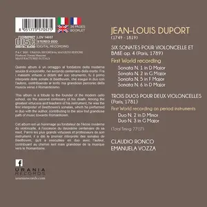 Claudio Ronco, Emanuela Vozza - Jean-Louis Duport: Sonatas & Duos for Cello (2020)