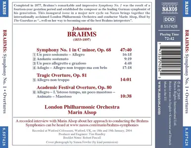 Marin Alsop, London Philharmonic Orchestra - Johannes Brahms: Symphony No.1; Tragic Overture; Academic Festival Overture (2005)