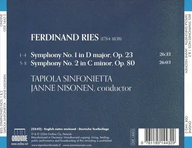 Janne Nisonen, Tapiola Sinfonietta - Ferdinand Ries: Symphonies Nos. 1 & 2 (2024)