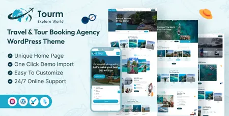 Tourm- Travel & Tour Booking Agency WordPress Theme 53373370