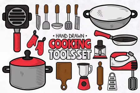 EE - Hand Drawn Cooking Tools Set PWD5CCE