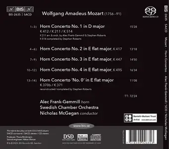 Alec Frank-Gemmill, Nicholas McGegan, Swedish Chamber Orchestra - Wolfgang Amadeus Mozart: Horn Concertos (2024)