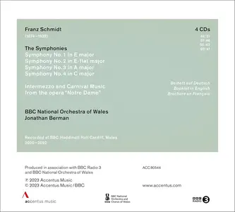 Jonathan Berman, BBC National Orchestra of Wales - Franz Schmidt: The Symphonies (2023)