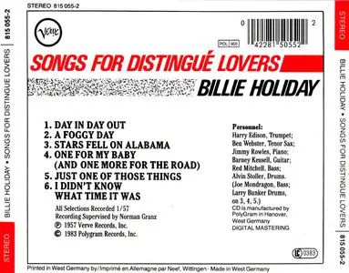 Billie Holiday – Songs For Distingué Lovers (1957) (Verve)