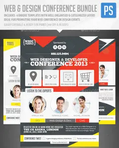GraphicRiver - Web & Design Conference Flyer, Pass & Badge Bundle