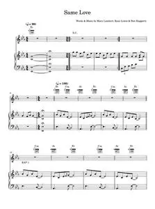 Same love - Macklemore & Ryan Lewis (Piano-Vocal-Guitar (Piano Accompaniment))