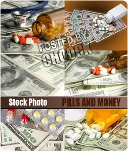 Stock Photo: Pills and money