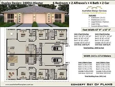 New Home Duplex Floor Plans- Design 248DU-Hipster
