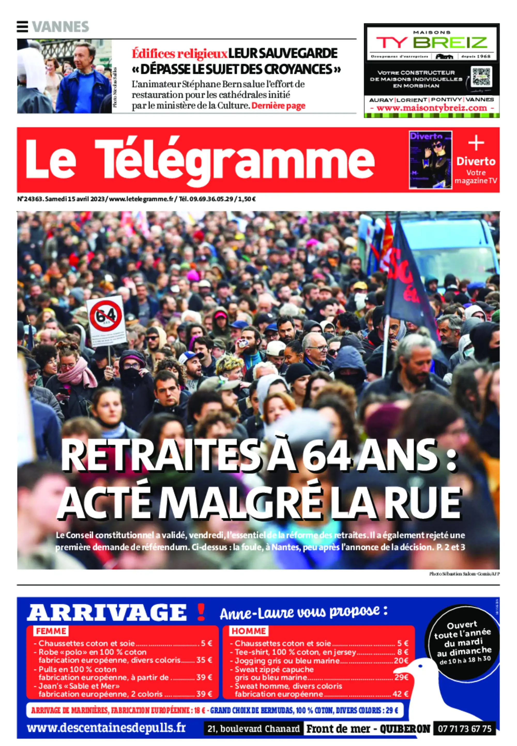 Le Télégramme Vannes – 15 avril 2023 / AvaxHome