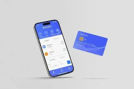 Phone and credit card mockup FNKLVNT