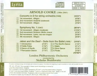Arnold Cooke - Symphony No.1, String Concerto, Jabez and the Devil Suite