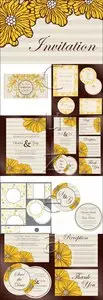 Vector - Floral yellow wedding invitation