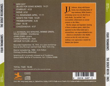 J.J. Johnson, Kai Winding, Bennie Green & Willie Dennis - Four Trombones: The Debut Recordings (1953) {Prestige PRCD-24097-2}