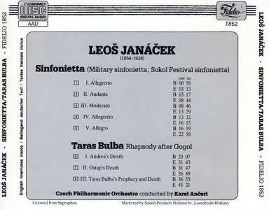 Czech Philharmonic Orchestra, Karel Ancerl - Leos Janacek: Sinfonietta; Taras Bulba (1963) Reissue
