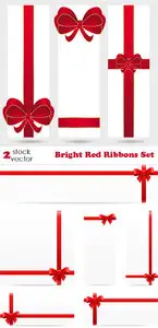 Vectors - Bright Red Ribbons Set