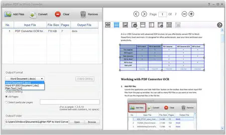 Lighten PDF to Word Converter 4.0