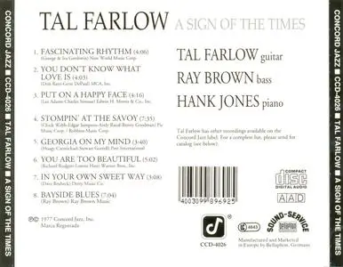 Tal Farlow - A Sign Of The Times (1977) {Concord Jazz ‎CCD-4026 rel 1992}