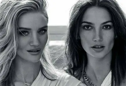 Rosie Huntington-Whiteley and Lily Aldridge by Simon Upton for ELLE Australia June 2016