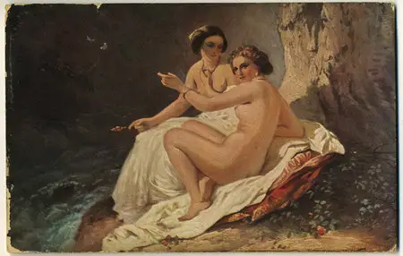 Antique postcards: a female image