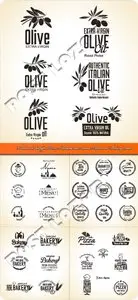 Labels and badges Pizza Restaurant menu Olive and Bakery vector