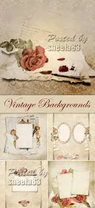 Stock Photo - Vintage Backgrounds with Flowers
