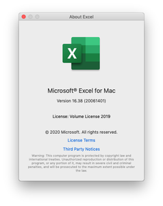 Microsoft Excel 2019 for Mac v16.38 VL Multilingual