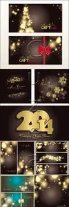 Vector Set New Year Black and Gold Elements