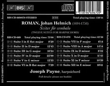 Joseph Payne - Johan Helmich Roman: Twelve Suites for Harpsichord (1994)