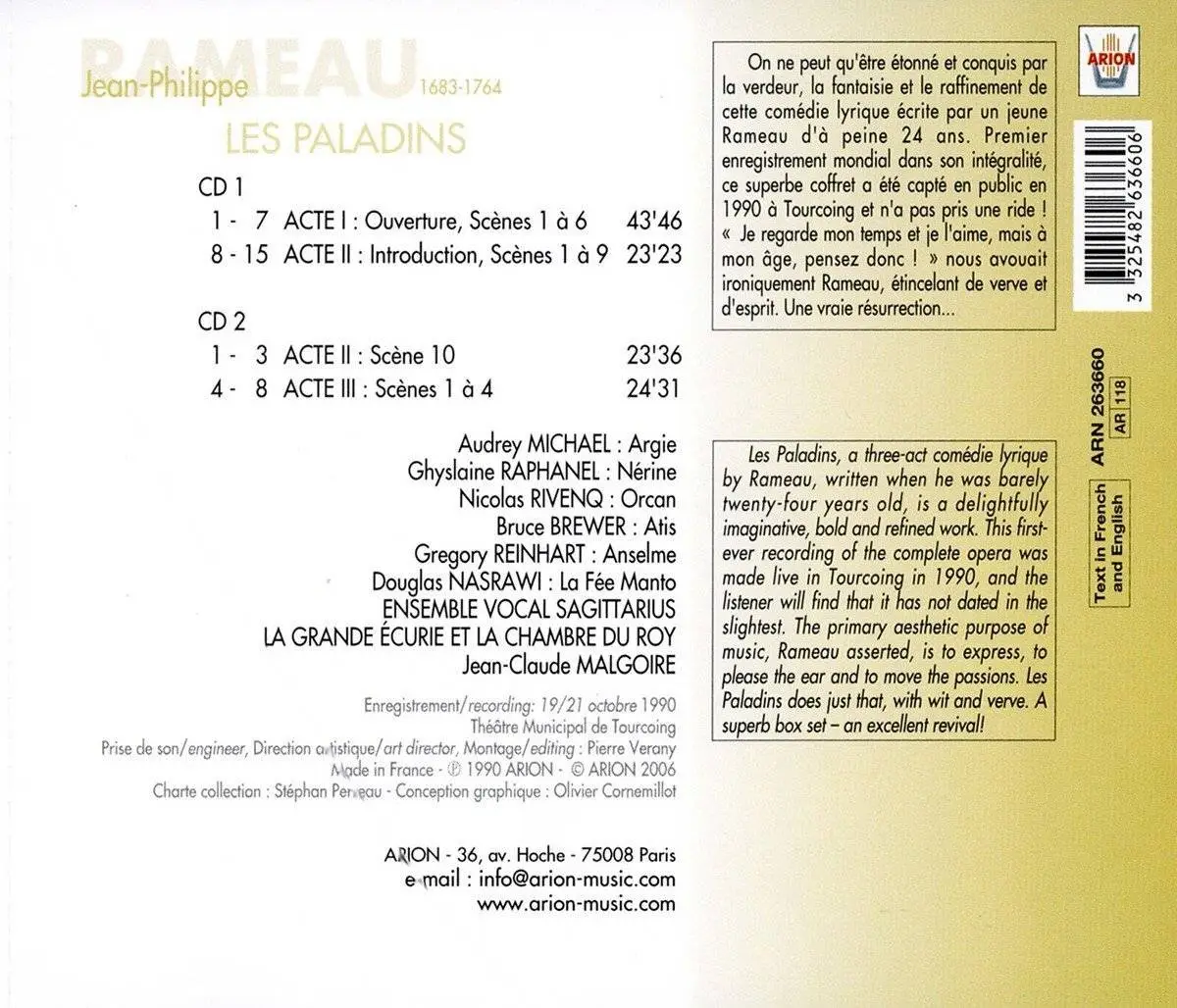 Jean-Claude Malgoire - Rameau: Les Paladins (2006)