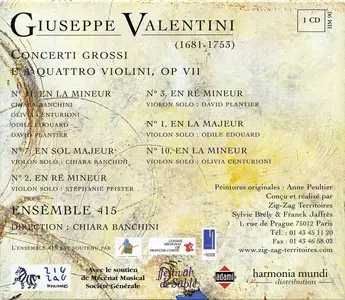 Chiara Banchini, Ensemble 415 - Valentini: Concerti grossi e a quattro violini Opus VII (2002)