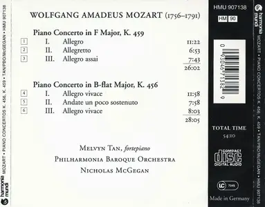 Melvyn Tan, Philharmonia Baroque Orchestra, Nicholas McGegan - Mozart: Piano Concertos No. 18 & 19 (1995)