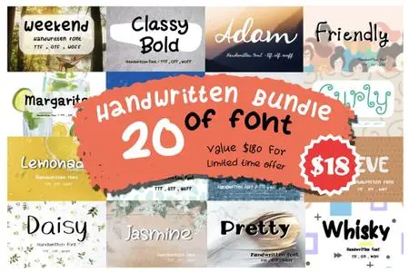 Handwritten Bundle - 20 Premium Fonts