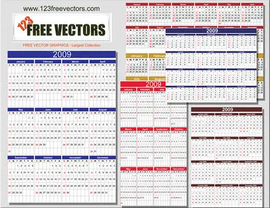 2009 calendar in vector format