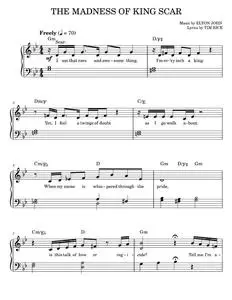 The Madness Of King Scar (from The Lion King: Broadway Musical) - Elton John, The Lion King Musical (Easy Piano)