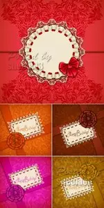 Festive Cards with Bows Vector